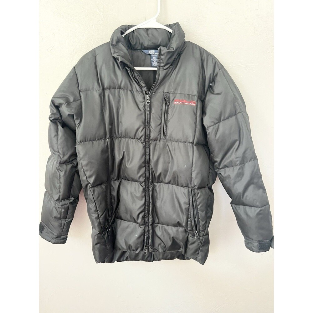 Polo Ralph Lauren Jacket Boys XL 20 Black Down Puffer Coat Youth Warm Vintage